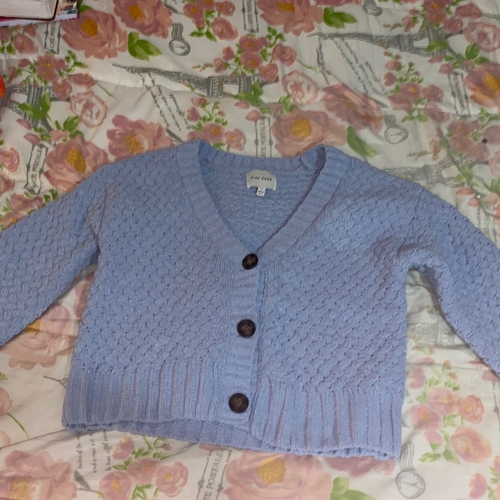 Dusty Blue, Cropped Cardigan